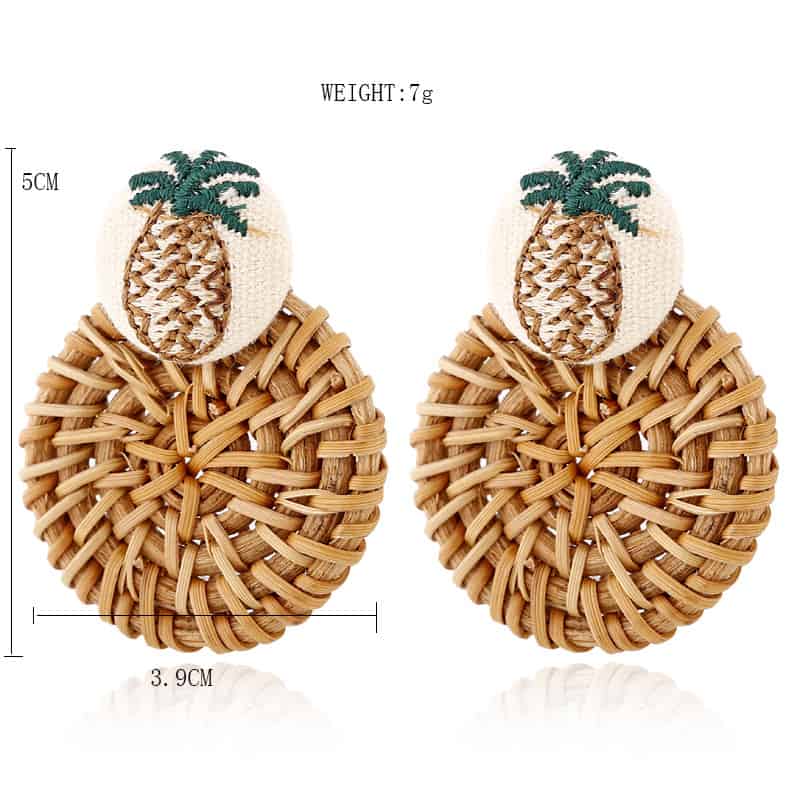 Pineapple-Rattan Bohemian Earrings - Naturverse